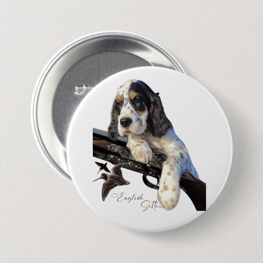 Badge Rond 7,6 Cm Chiot anglais Setter (Devant & derrière)