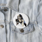 Badge Rond 7,6 Cm Chiot anglais Setter (En situation)