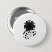 Badge Rond 7,6 Cm Chip & Dice pour Poker (Devant & derrière)