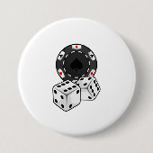 Badge Rond 7,6 Cm Chip & Dice pour Poker (Devant)