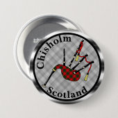 Badge Rond 7,6 Cm Chisholm Tartan Bagpipes (Devant & derrière)