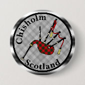 Badge Rond 7,6 Cm Chisholm Tartan Bagpipes (Devant)