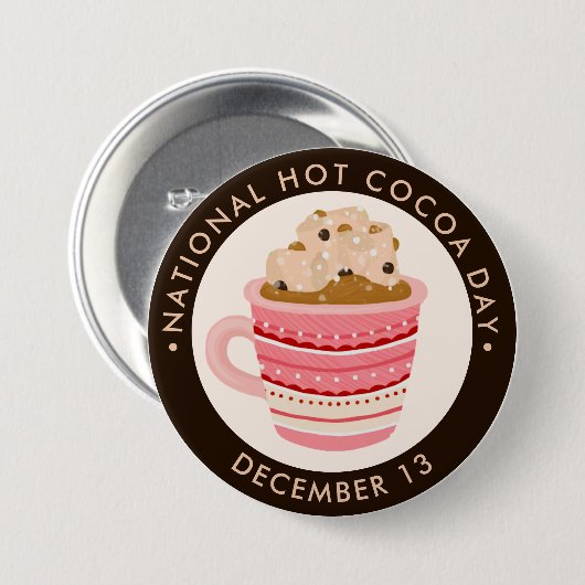 Badge Rond 7,6 Cm Chocolat chaud avec guimauves et frites (Devant & derrière)