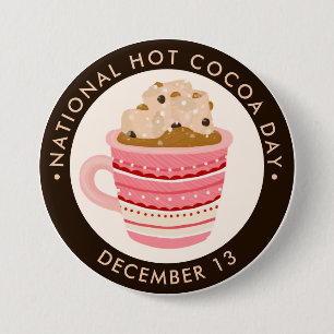 Badge Rond 7,6 Cm Chocolat chaud avec guimauves et frites