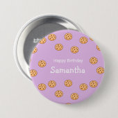 Badge Rond 7,6 Cm Chocolat chips biscuits d'anniversaire violet (Devant & derrière)