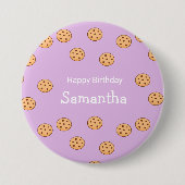 Badge Rond 7,6 Cm Chocolat chips biscuits d'anniversaire violet (Devant)