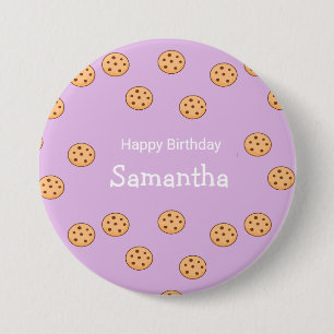 Badge Rond 7,6 Cm Chocolat chips biscuits d'anniversaire violet