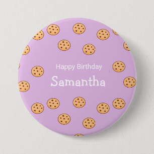 Badge Rond 7,6 Cm Chocolat chips biscuits d'anniversaire violet