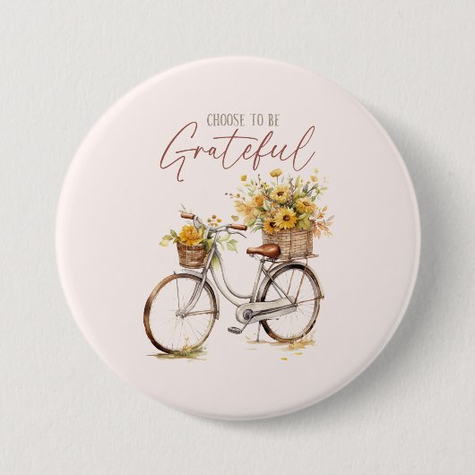 Badge Rond 7,6 Cm Choisissez d'être reconnaissant - Vélo et automne  (Devant)