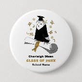 Badge Rond 7,6 Cm Chouette à Gown Preschool / Maternelle (Devant)