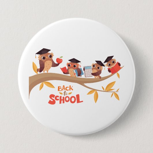 Badge Rond 7,6 Cm Chouettes mignonnes Retour à l'école (Devant)