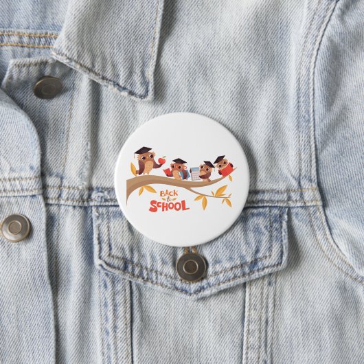 Badge Rond 7,6 Cm Chouettes mignonnes Retour à l'école (En situation)