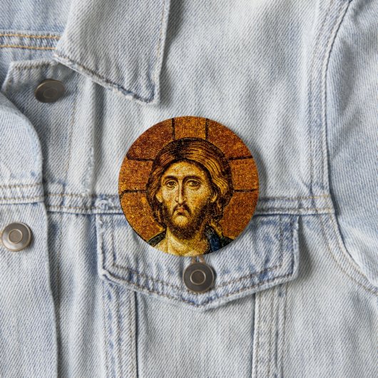 Badge Rond 7,6 Cm Christ Pantocrator (En situation)