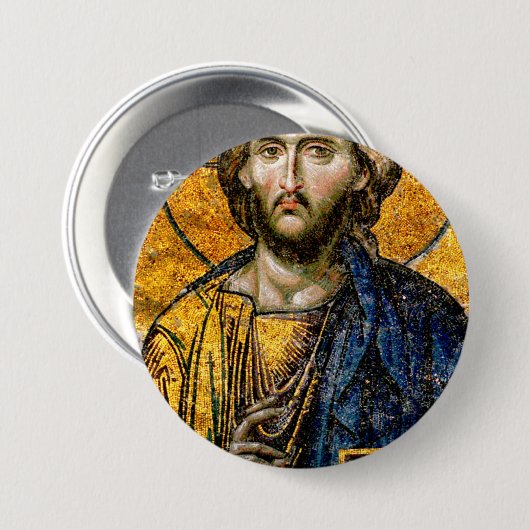 Badge Rond 7,6 Cm Christ Pantocrator Mosaic (Devant & derrière)
