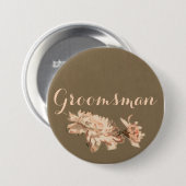 Badge Rond 7,6 Cm Chrysanthèmes dans une bouteille Groomsman Button (Devant & derrière)