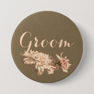 Badge Rond 7,6 Cm Chrysanthemums in a Bottle Groom Button