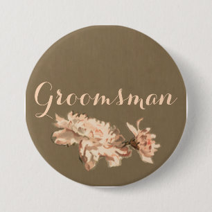 Badge Rond 7,6 Cm Chrysanthemums in a Bottle Groomsman Button