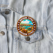 Badge Rond 7,6 Cm Chypre du Nord (En situation)