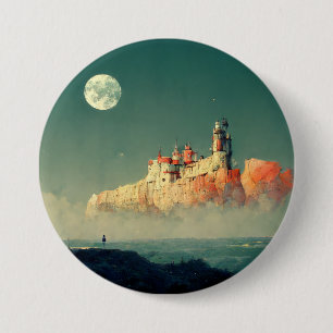 Badge Rond 7,6 Cm Citadelle côtière Imaginaire Sci-Fi