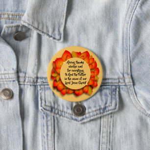 Badge Rond 7,6 Cm Citation Bible de Thanksgiving Grand Feuil d'autom