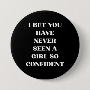Badge Rond 7,6 Cm Citation Fille Confiance Noir Citation, Féministe
