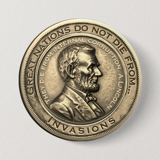 Badge Rond 7,6 Cm Citations de Great Abraham Lincoln (Devant)