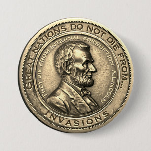 Badge Rond 7,6 Cm Citations de Great Abraham Lincoln