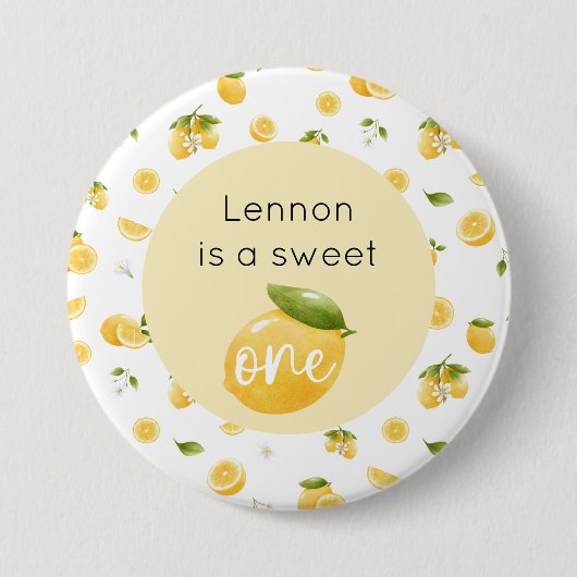 Badge Rond 7,6 Cm Citron sucré Un 1er anniversaire (Devant)