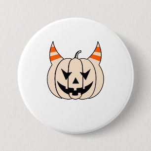 Badge Rond 7,6 Cm Citrouille de Halloween Devil Horns Jack-o'-lanter