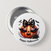 Badge Rond 7,6 Cm Citrouille d'Halloween (Devant & derrière)