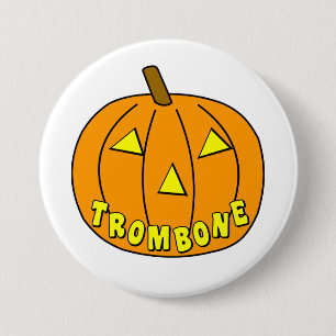 Badge Rond 7,6 Cm Citrouille d'Halloween Trombone