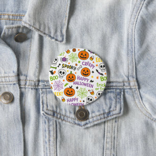 Badge Rond 7,6 Cm Citrouille éffrayant et amusant - Motif Halloween