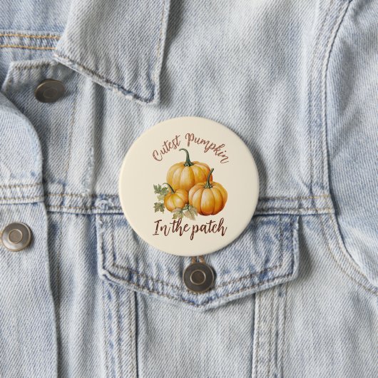 Badge Rond 7,6 Cm Citrouille le plus précis dans le patch (En situation)