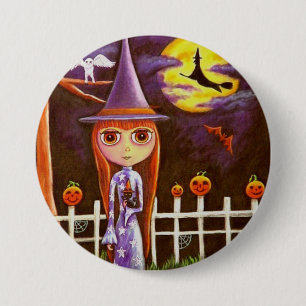 Badge Rond 7,6 Cm Citrouilles de sorcière Halloween Big Eye sur Fenc