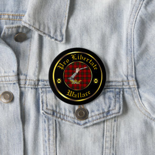 Badge Rond 7,6 Cm Clan Wallace & Bouton Tartan