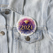 Badge Rond 7,6 Cm Classe de 2024 Bouton Graduation (En situation)