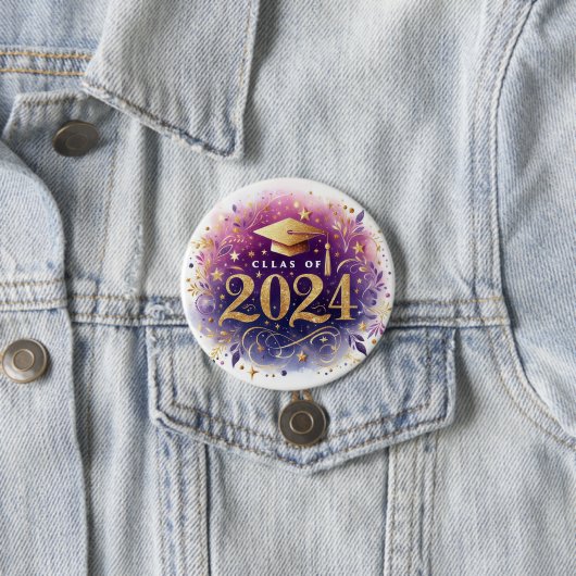 Badge Rond 7,6 Cm Classe de 2024 Bouton Graduation (En situation)