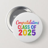 Badge Rond 7,6 Cm Classe de félicitations de 2025 (Devant & derrière)