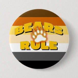Badge Rond 7,6 Cm Classic Bear Pride Drapeau Ours Règle Bear Paw