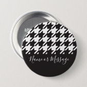 Badge Rond 7,6 Cm Classic moderne noir et blanc Houndstooth (Devant & derrière)