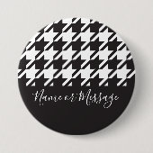 Badge Rond 7,6 Cm Classic moderne noir et blanc Houndstooth (Devant)