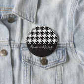 Badge Rond 7,6 Cm Classic moderne noir et blanc Houndstooth (En situation)