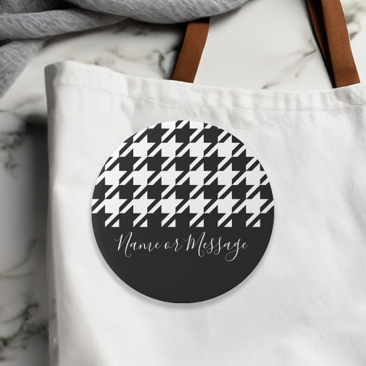 Badge Rond 7,6 Cm Classic moderne noir et blanc Houndstooth