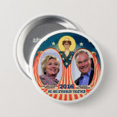 Badge Rond 7,6 Cm Clinton/Kaine 2016 (Devant & derrière)