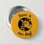 Badge Rond 7,6 Cm Clipart Zebra, Have a nice day! Yellow Button (Devant & derrière)