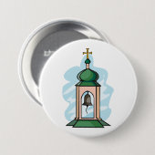 Badge Rond 7,6 Cm Clocher de l'église orthodoxe rustique (Devant & derrière)