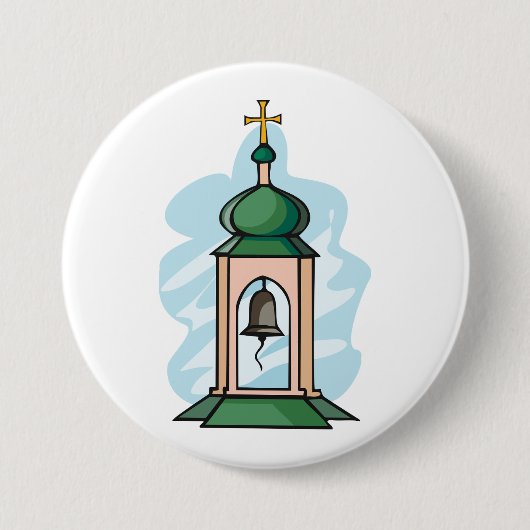 Badge Rond 7,6 Cm Clocher de l'église orthodoxe rustique (Devant)