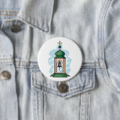 Badge Rond 7,6 Cm Clocher de l'église orthodoxe rustique (En situation)