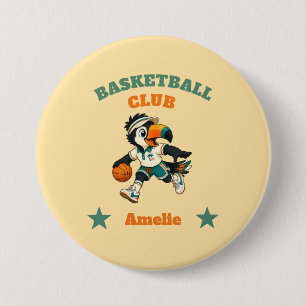 Badge Rond 7,6 Cm Club de basketball Rétro Toucan Enfants Personnali