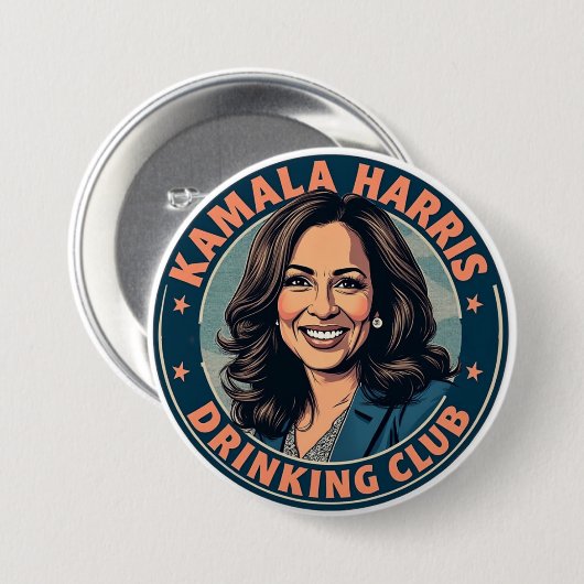 Badge Rond 7,6 Cm Club de boisson Kamala Harris (Devant & derrière)